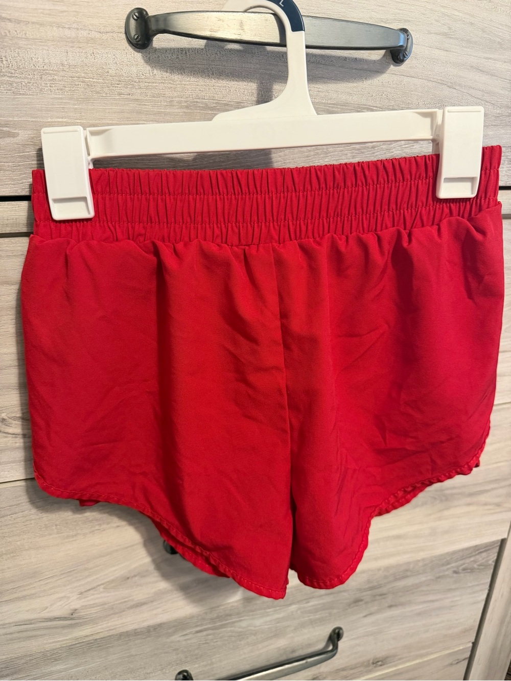 SHEIN Red Elastic-Waist Athletic Lounge Shorts